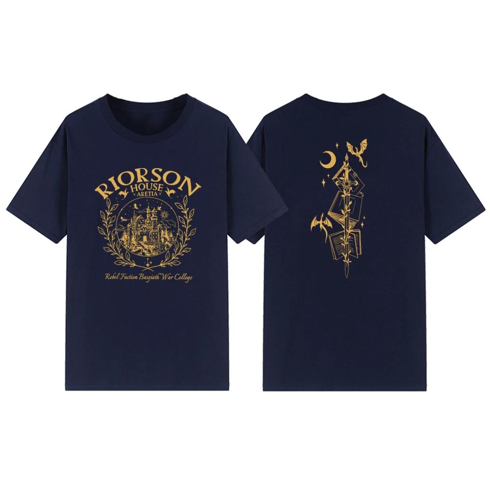 Riorson House T Shirts Vintage Fourth Wing Basgiath War College T-shirt Unisex Short Sleeve Tshirts Rider Shirt Bookish Gifts