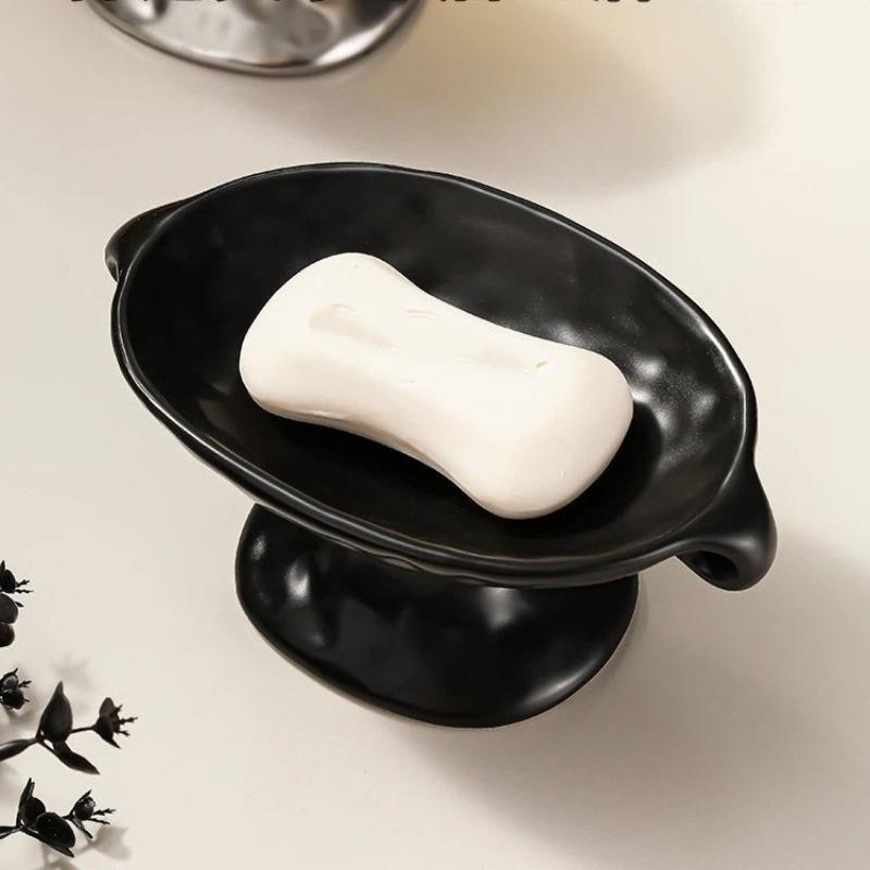 Ceramic Double-Ear Soap Dish, Vintage Double-Ear Soap Dish With High Stand, Suitable For Home Decoration, Bathroom Soap Storage