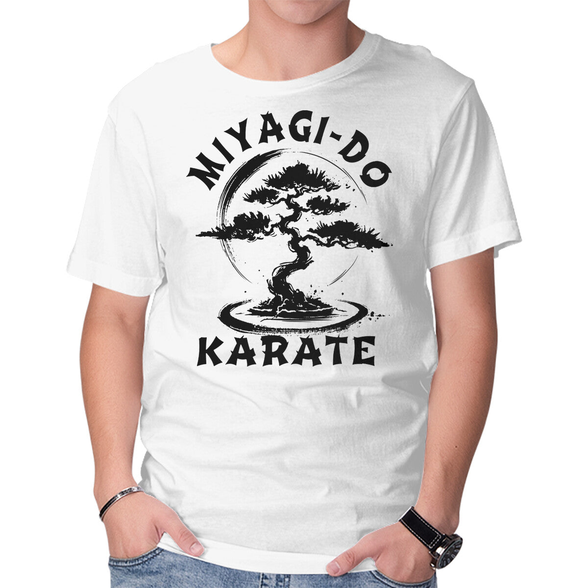 Unisex Crew Neck T-Shirt Bonsai Miyagi Graphic Short Sleeve Casual Tee XXXL