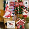 Christmas Dwarf Tiered Tray Decor with Beads String Festive Holiday Decorations Standing Signs for Winter Table Display