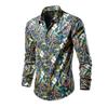 Camicia Casual da Uomo a Maniche Lunghe con Stampa Floreale Slim Fit