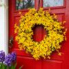 1pc 20inch Yellow Forsythia Spring Wreath | Door Mount, Plastic, Suitable for Easter, Mother'S Day, Valentine'S Day, No Feathers