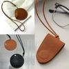 Stylish Leather Glasses Storage Bag Pendant Necklace Keychain Hanging Accessory Elegant Bags with Protective Flap