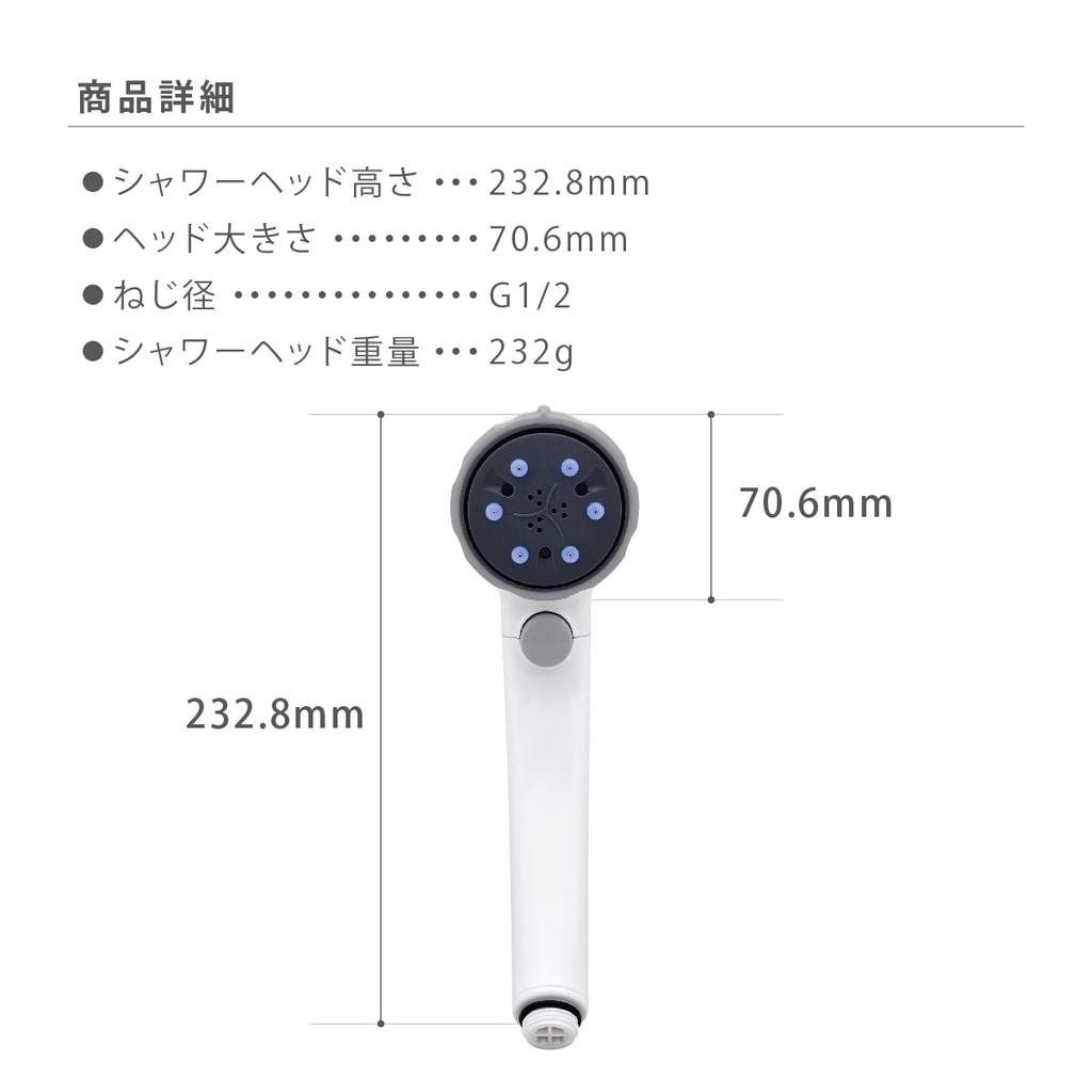 Takagi JS436GY Duș cu masaj Pita de duș Fără unelte Ușor de instalat Cap, Cap, Relaxare, Necesită,