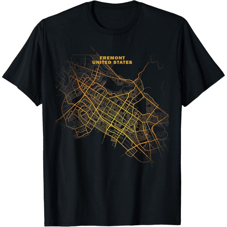city map street travel souvenir tourist Fremont California T-Shirt XXXXXL чёрный