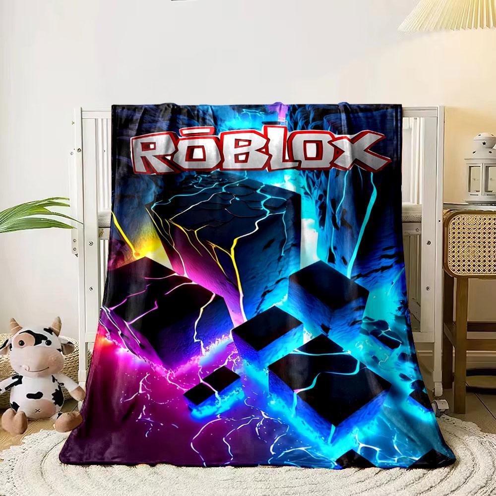 Glowing cracked cubes with neon blue, pink, and yellow accents. for all seasons blanket lunch break throw gift 80cm x 120cm