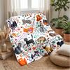 Colorful Cats and Stars Blanket Personalized Name Flannel Blanket Soft Cozy Plush Throw for Sofa Bed Lightweight Home Decor