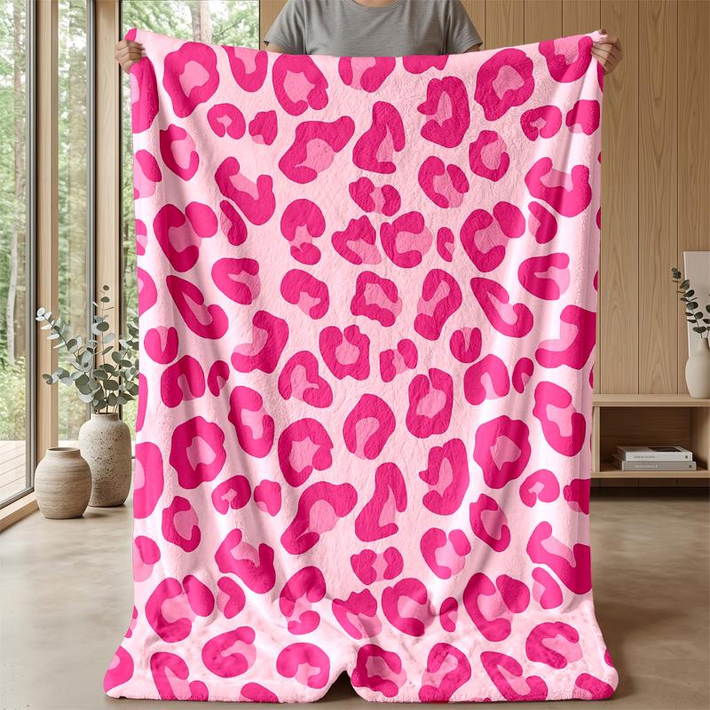 Rosa Leopard Liebesherz Thema Decke Leichte Warme Flanelldecke Dekorative Überwurfdecke für Heimdekoration