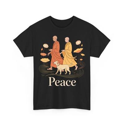 Peace Walking Monks Zen Calm Minimalist Art Spiritual Calm Life Unisex TShirt Unisex T-Shirt