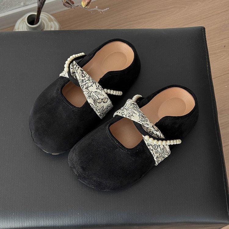 Thick-soled Inner Height Increase, One Pedal, Boken Shoes, Mary Jane Bag Head Half Slippers, Women's Spring and Summer Outer Wear 2025 New Models