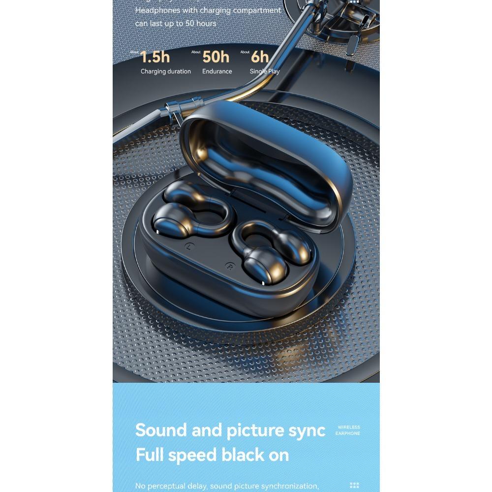 1SET M47 Ear Clip Type Bone Conduction Bluetooth Earphones Non In Ear Sports Digital Display Long Range Earphones