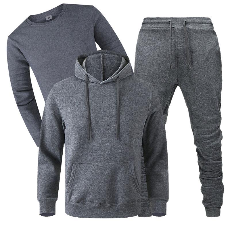 

2026 Loose Men s Autumn and Winter Fleece Sweatshirt and Pants Three Piece Set Casual Sports Long Sleeved Set for Men S