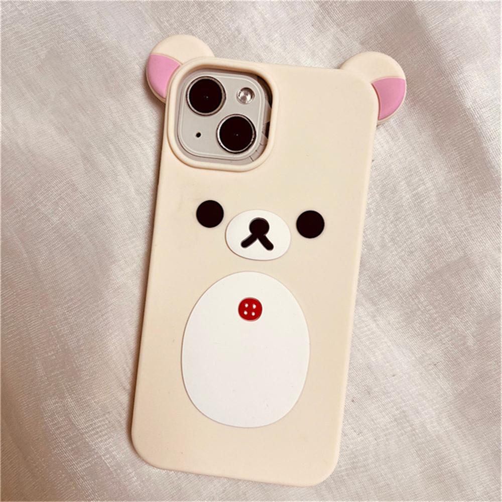

Japan Cute 3D Bear Ears Design Crossbody Lanyard Case For iPhone 13 12 1115Promax 14 13Plain Shockproof Soft Cover for iphone13(6.1 )