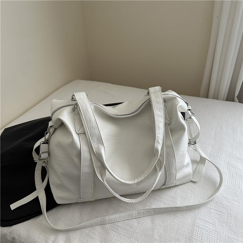 Spacious Faux Leather Tote Bag Zipper Closure Shoulder Handbag for Women