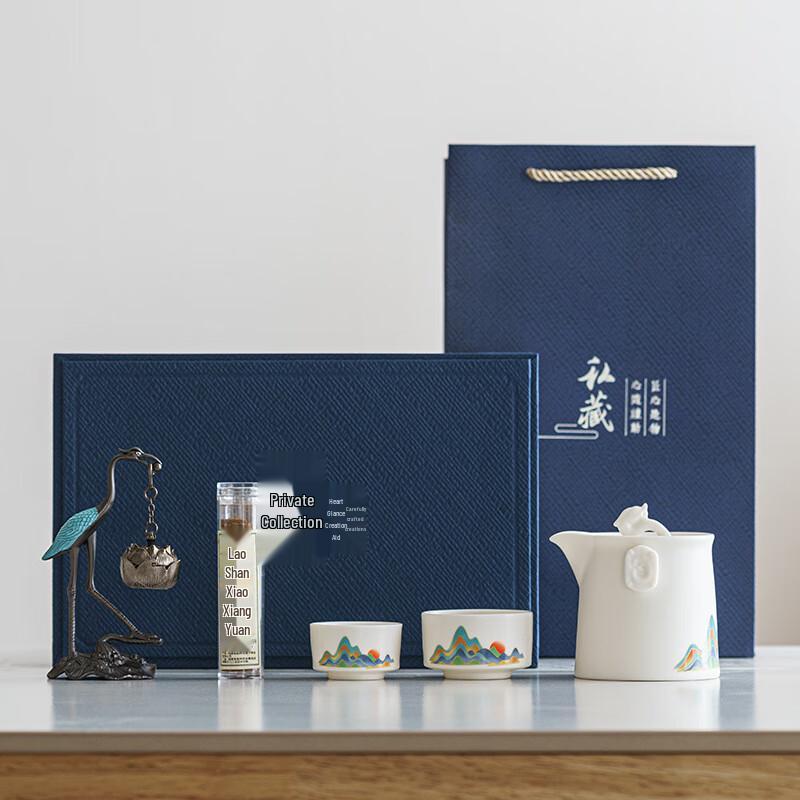 Blue Ceramic Tea Set with Sandalwood Incense Gift Box