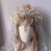 Gothic Lolita Angel Halo Headpiece Queen Anna Sun Goddess Crown Tiara Headband Baroque Hair Accessories Hanfu Hair Ornament