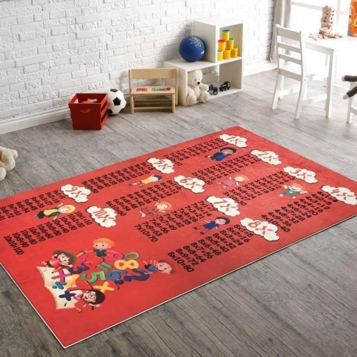 Tapis - Non spécifié - Table de Multiplication - Lavable - Antidérapant - Rouge 120x180cm
