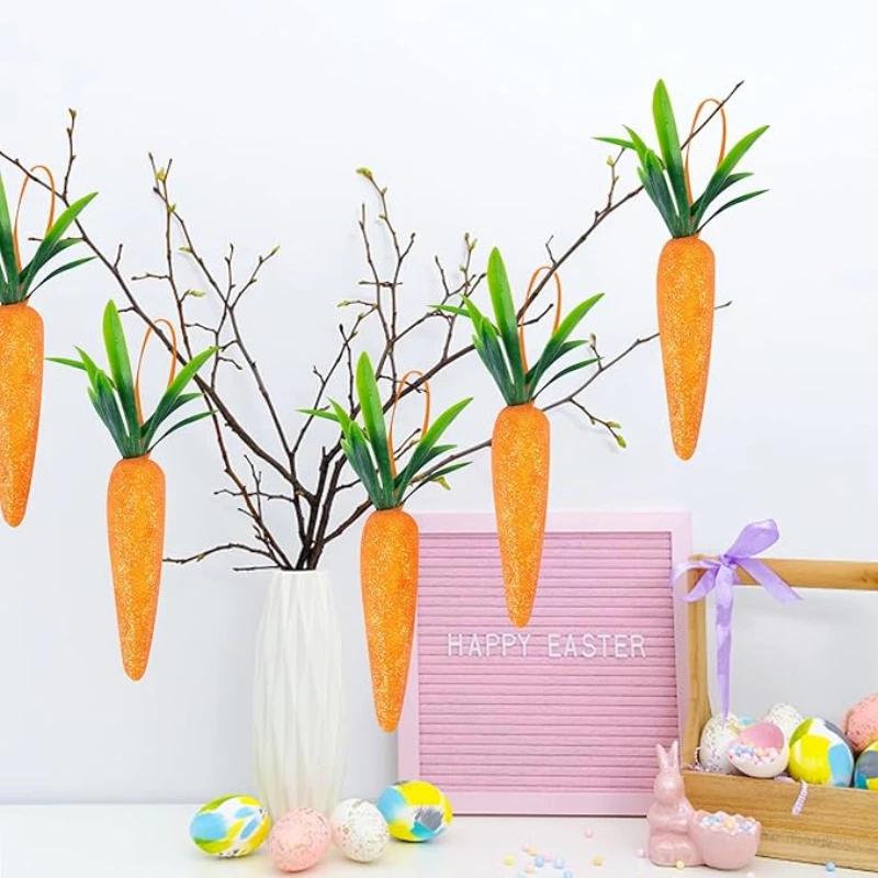 6-120PCS Easter Carrot Pendant Carrot Ornament Party Hanging Decor Festive Celebration Spring Home Decoration Decorative Accent