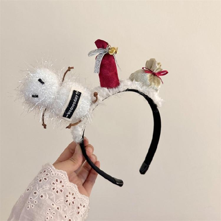 Plush Christmas Themed Headband Festival Props Hairhoop Family Gathering Headwear Holiday Celebration Party Headpiece
