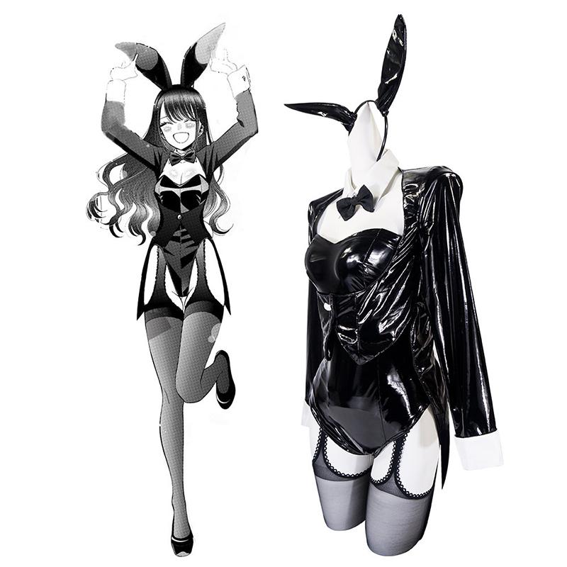 Black Bunny Girl Cosplay Costume Set, Halloween Party Fancy Dress, Anime Bunny Suit with Ears for Women