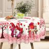 Valentine'S Day Love Tree Round Table Cloth, Red Powder Gradual Change Love Printing, Romantic Atmosphere Table Decoration Cloth Size