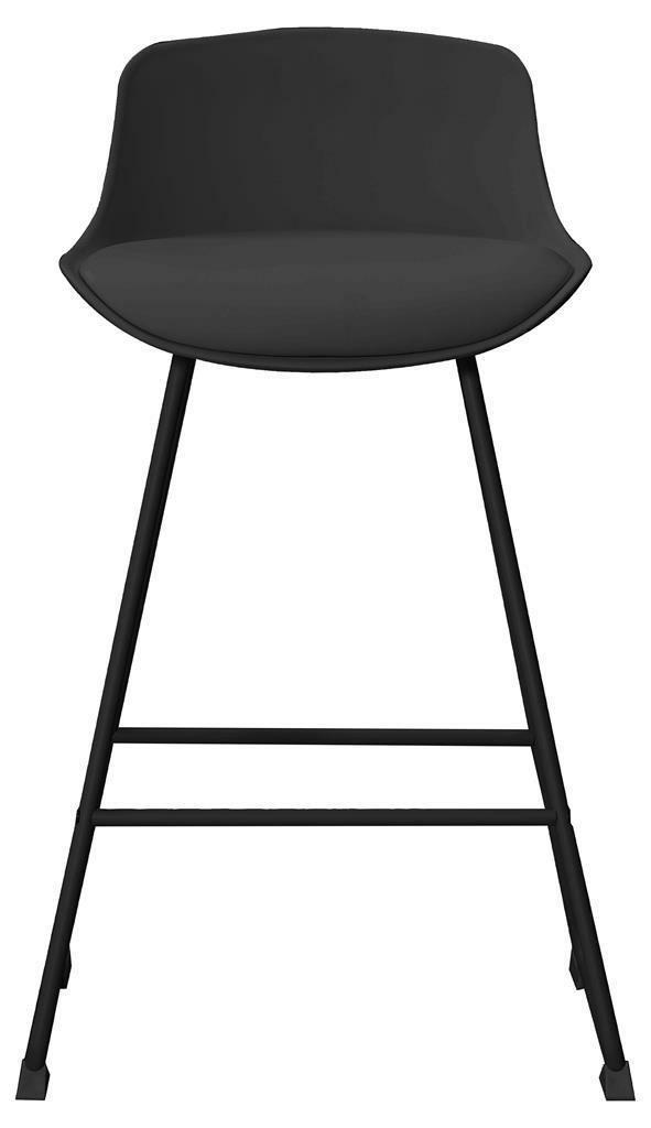 BAR STOOL WITH BACKREST Tina Low BLACK Metal PU LEATHER