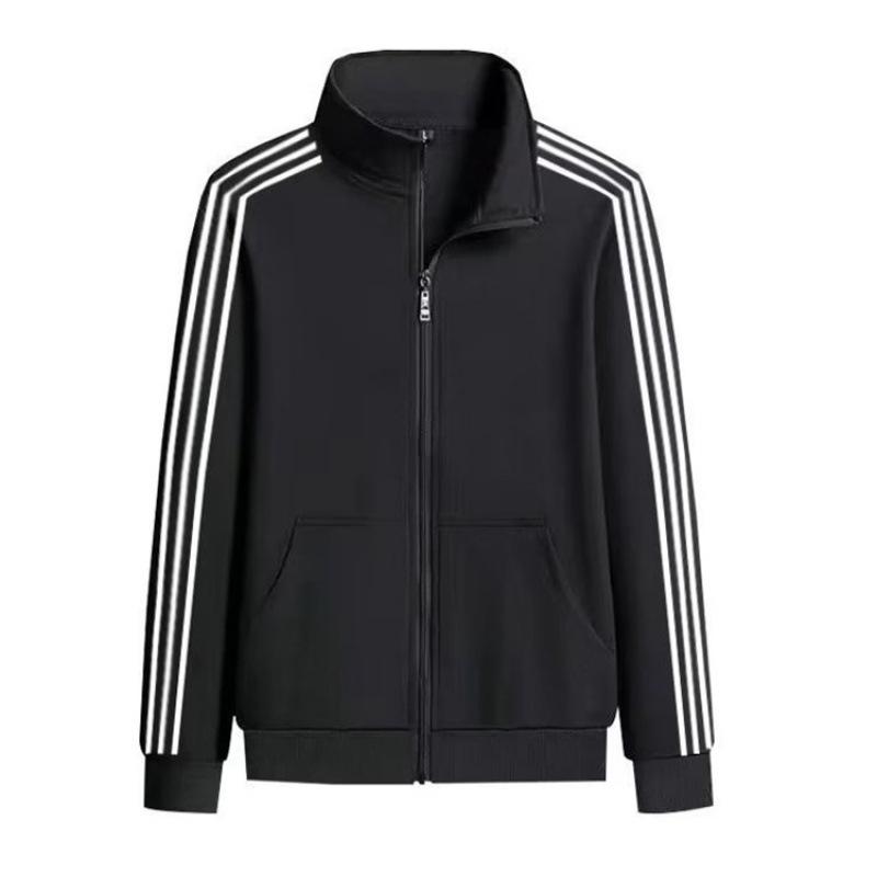 Men's Casual Three-Stripe Sportswear Set: Lightweight Spring/Autumn Jacket, Outdoor Running Hoodie, and Sweatpants Two-Piece Set. XL