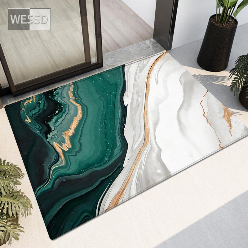 Green White Abstract Painting Rug For Kitchen Floor Small Living Room Carpet Soft Fashion Bedroom Mat Bathroom Rug