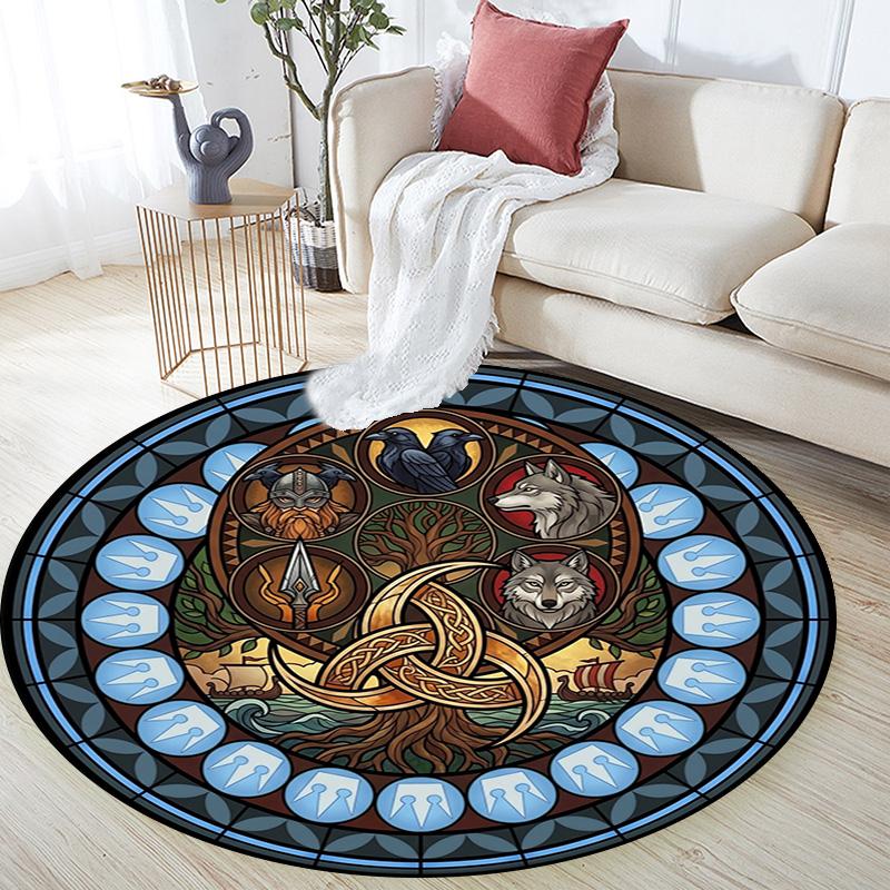 Symbols Glass Round Area Rug Under Office Chairs Bedroom Living Room Home Decor