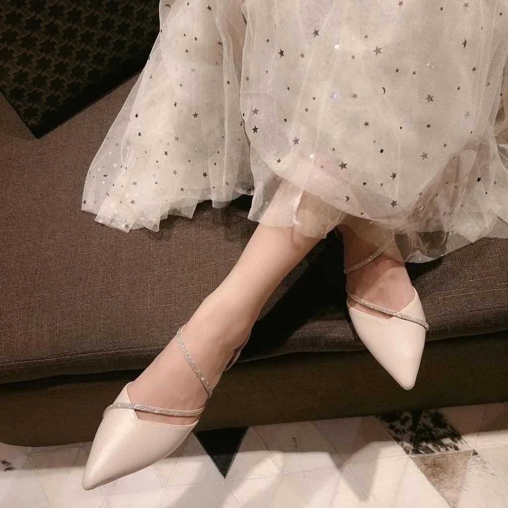 luxury Women's Sandals 2024 Spring and Autumn New All-match Rhinestone Chunky Heels High Heels Women Pumps Shoes Sandal Female