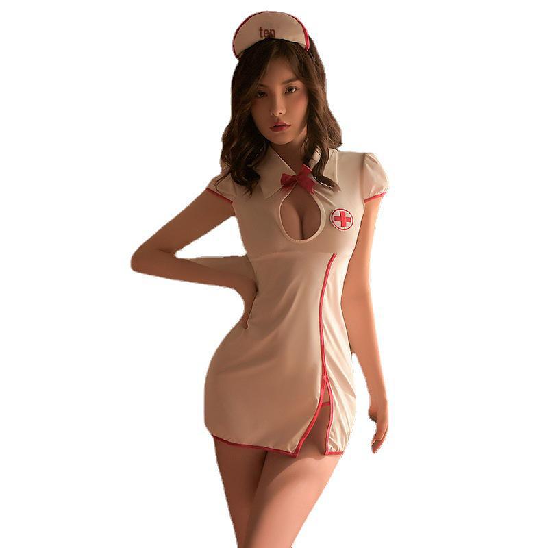 Manyan Sexy Lingerie: Hollow Chest Slit Nurse Uniform Dress (1937)