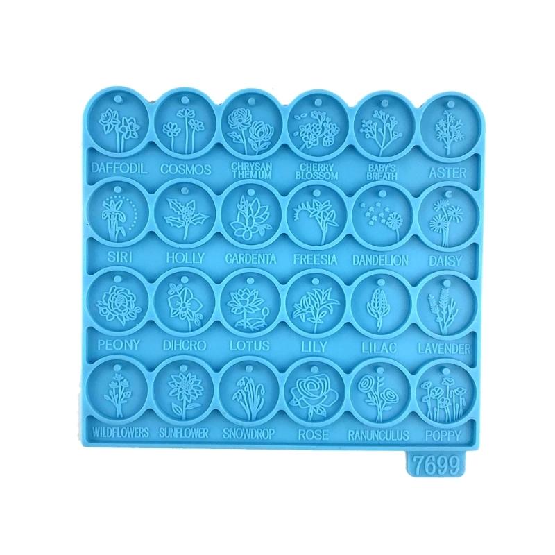 Glänzendes glänzendes Pflanzen-Blumen-Ornament Silikon-Epoxidharzform DIY Schlüsselanhänger Anhänger Schmuck für Valentinstagsgeschenk Kunsthandwerk