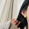 Elegant Korean Minimalist Textured Matte Gold Round Ball Earrings For Women
