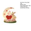 Easter Bunny Night Light Cute Bunny Moon Heart Table Lamp Resin Bedside Lamp for Kids Room Nursery Bedroom Decor