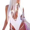 Women V-Neck Solid Volor Jumpsuit Push-Up Beach  Bandage Bikini  Swimwe