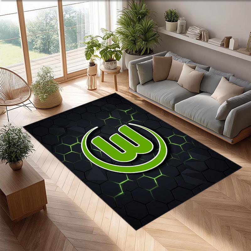 VfL Wolfsburg FC Soccer Football Pattern Soft Area Rug Non Slip Indoor Floor Carpet Sports Decor Mat for Bedroom