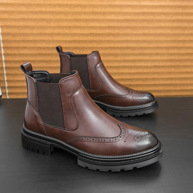 

Модные Зимние Ретро Мужские Деловые Кожаные Ботинки Челси Мужские Ботинки Повседневные На Толстой Подошве Нескользящие Брендовые Тренировочные Ботинки Социальные Ботинки Мужские 38 коричневый
