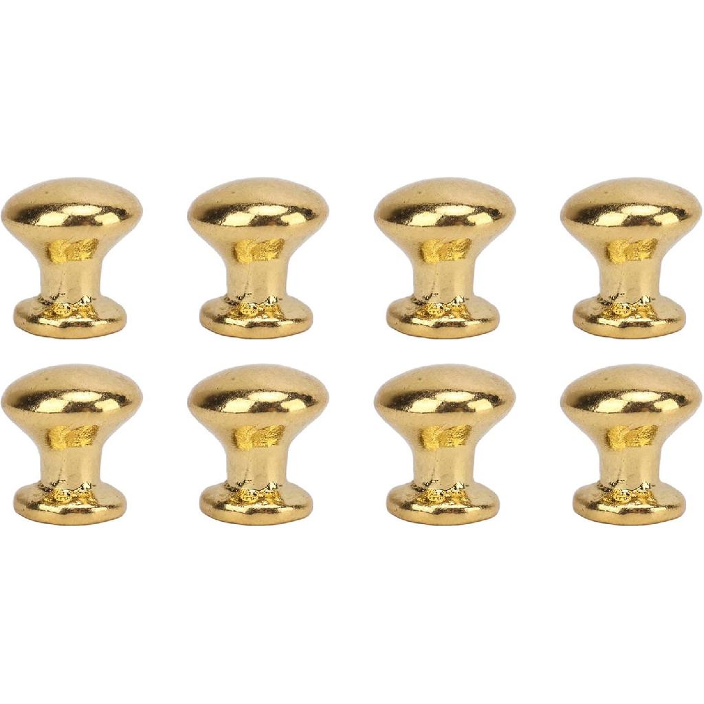 JTLB 8pcs 1:12 Scale Miniature Round Head Pull Handle Metal Simple Dollhouse Door Handle Knobs (Golden)