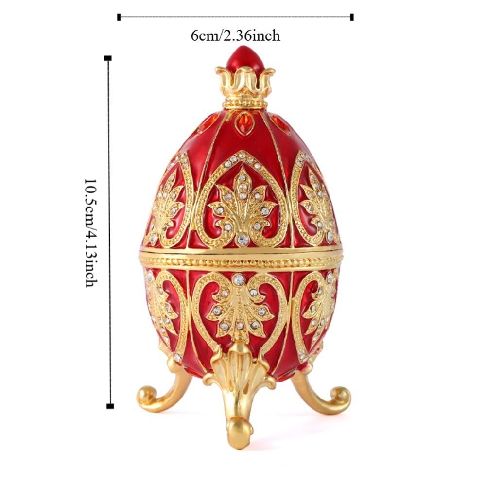 European Style Easter Egg Ornament Zinc Alloy Retro Egg Shape Jewelry Storage Box Tall Feet Jewelry Organizer Birthday Gifts