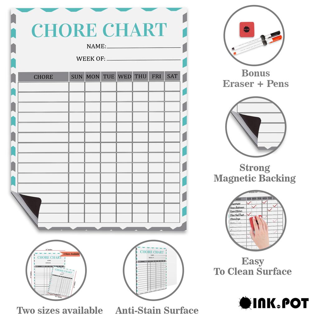 Inkdotpot Magnetic  Whiteboard Chore Chart Chore  Chart For  Refrigerator  - Dry Erase Behavior Chart For Kids
