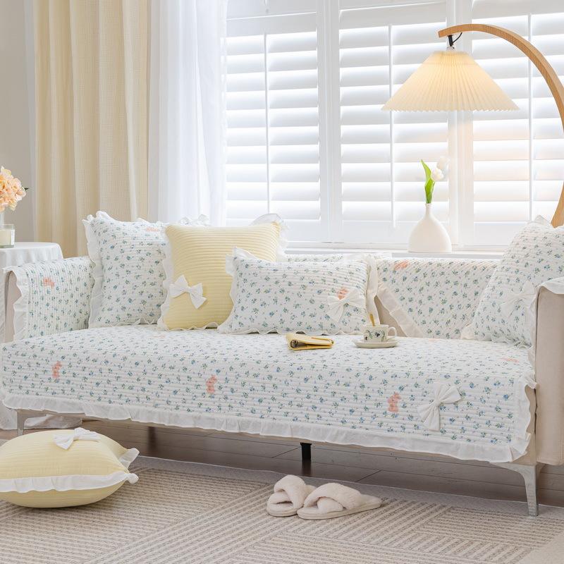 

Подушка для дивана из чистого хлопка в девчачьем стиле, универсальная противоскользящая подушка для всех сезонов, новый чехол для дивана в корейском стиле, ткань для полного покрытия 50*50cm