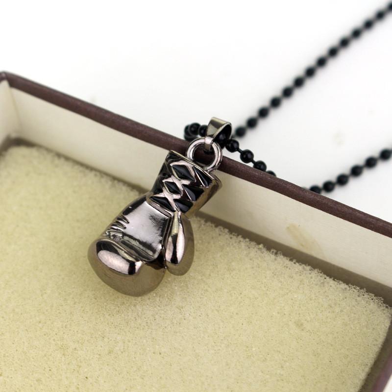 Geometric Punk Style Metal Pendant Necklace With Boxing Glove Charm For Men And Women