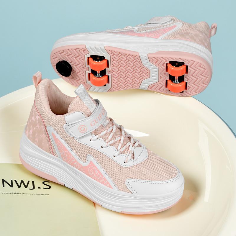 Beginner Quad Skates with Breathable Mesh Brake System  Kids Adjustable Roller Skates 4 Wheels Double Bearings Magic Strap Gift