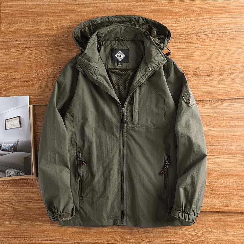 Herren Windbreaker Jacken für Männer Motorradhelm Militärkleidung Wasserdichte Kapuzenjacke Camping Outdoor Wandern Herrenmantel