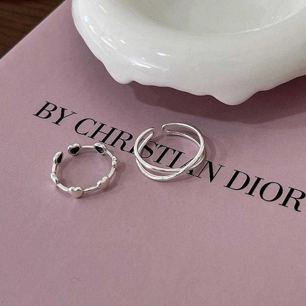 Yinruitai S925 Sterling Silver Korean Heart Design Thin Band Ring for Women