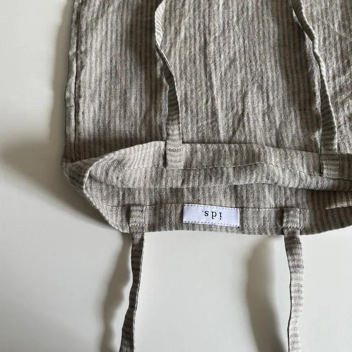 Linen gray striped mini bag