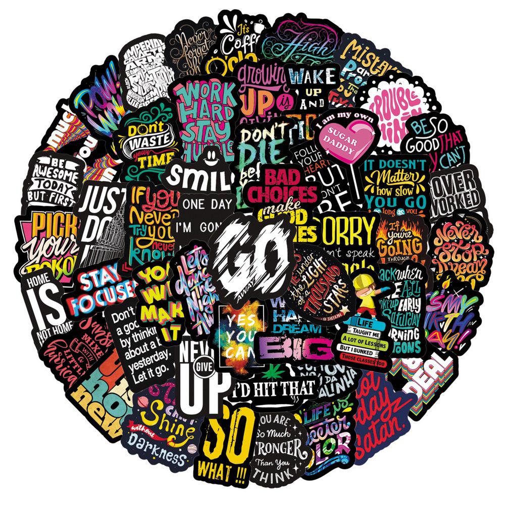 50Pcs Motivational Phrase Stickers Encouragement Inspirational Quotes Scrapbook Stationary Office Study Room Sticker Decal