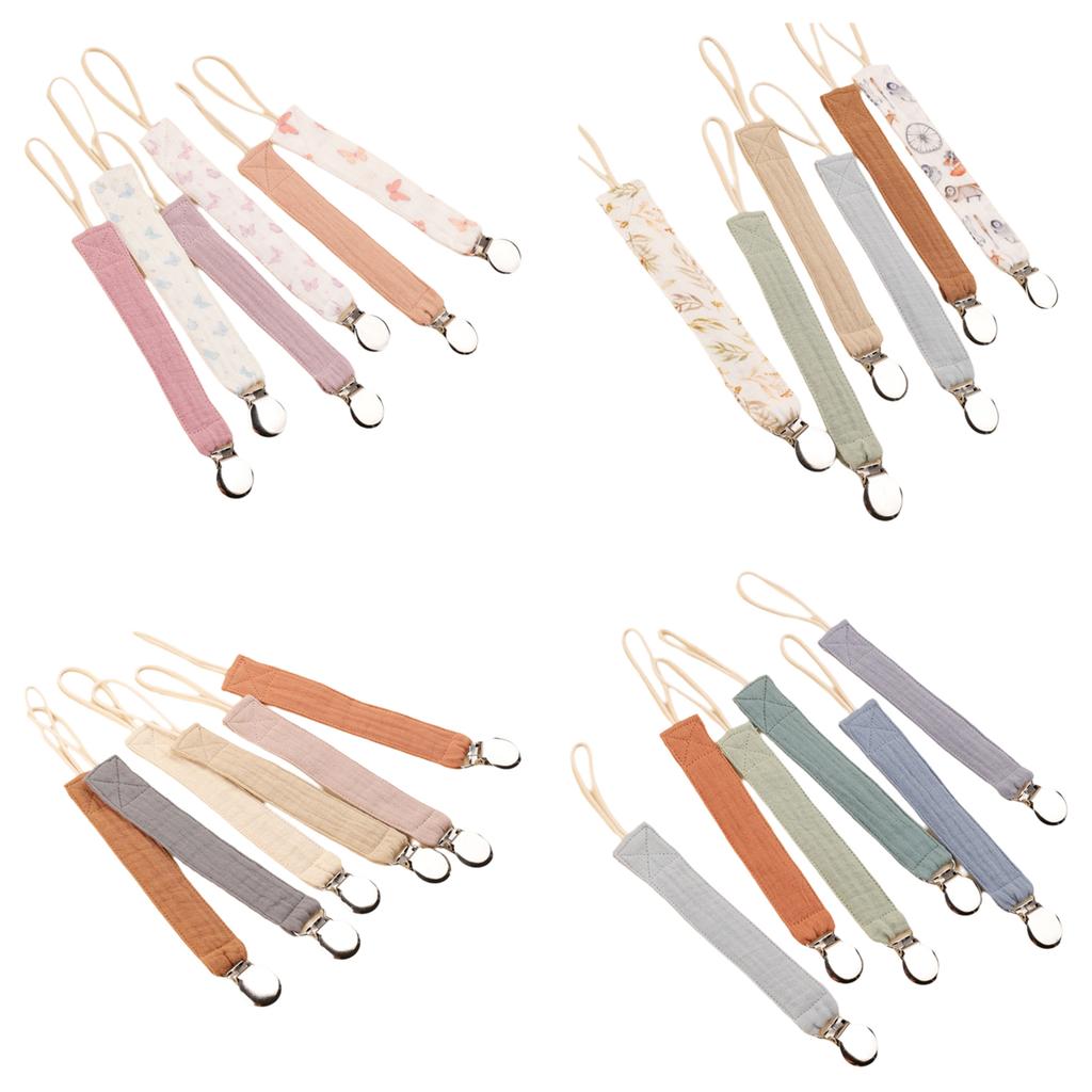 6 Stück Baby Schnullerband Baby Beruhigungskettchen Neugeborene Schnullerkette Clip Babyprodukt Baumwolle Beißring Schnullerbandhalter