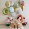 Zoete Donut & Cartoon IJsje Popcorn Folieballon voor Kinderverjaardagsfeest Foto Booth Decoratie