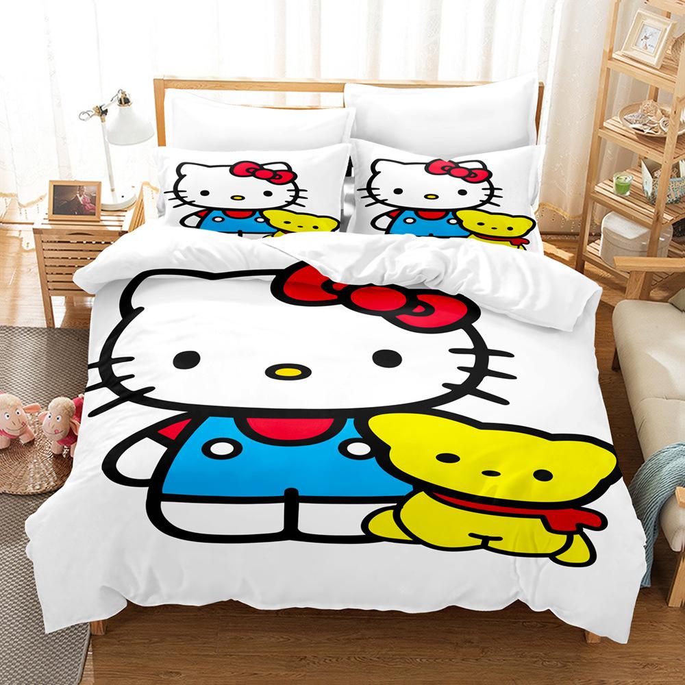 Sanrio Hello Kitty Bedding Sets Comforter Quilt Bed Cover Duvet Cover Pillow Case 2-3 Pieces Sets Bedroom Decor Home Supplies